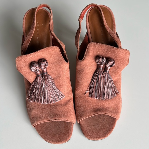 Charles & Keith Suede Leather Tassel Heels - Picture 3 of 16